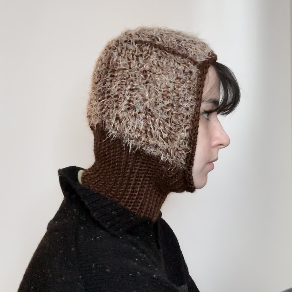 Fuzzy Crochet Balaclava - Chocolate