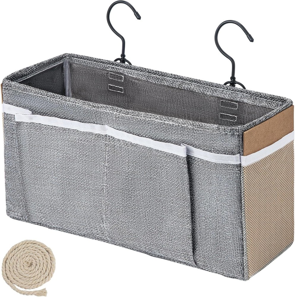 Self Adhesive Bedside Caddy Organizer Hanging Storage Grey