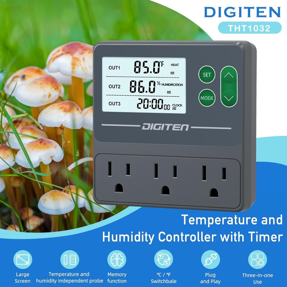 Temperature and Humidity Controller with Timer - 2 Independent Probes