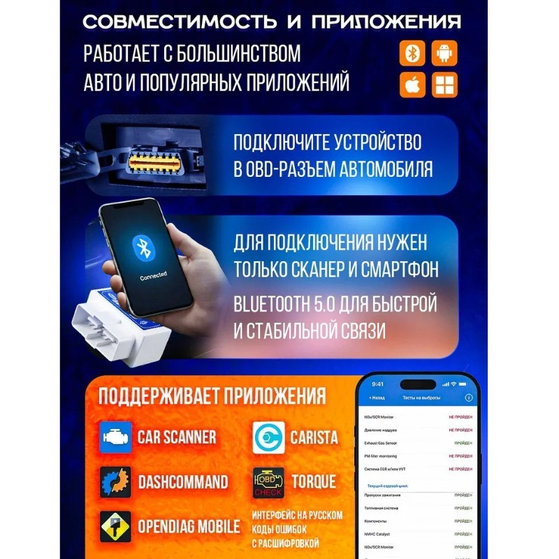 OBD2 Car Scanner with Bluetooth for Comprehensive Vehicle7241