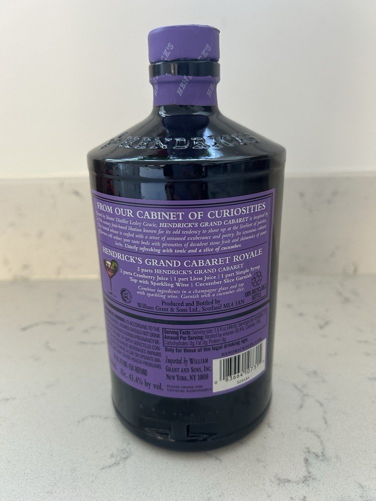 Hendricks Grand Cabaret Bottle Empty