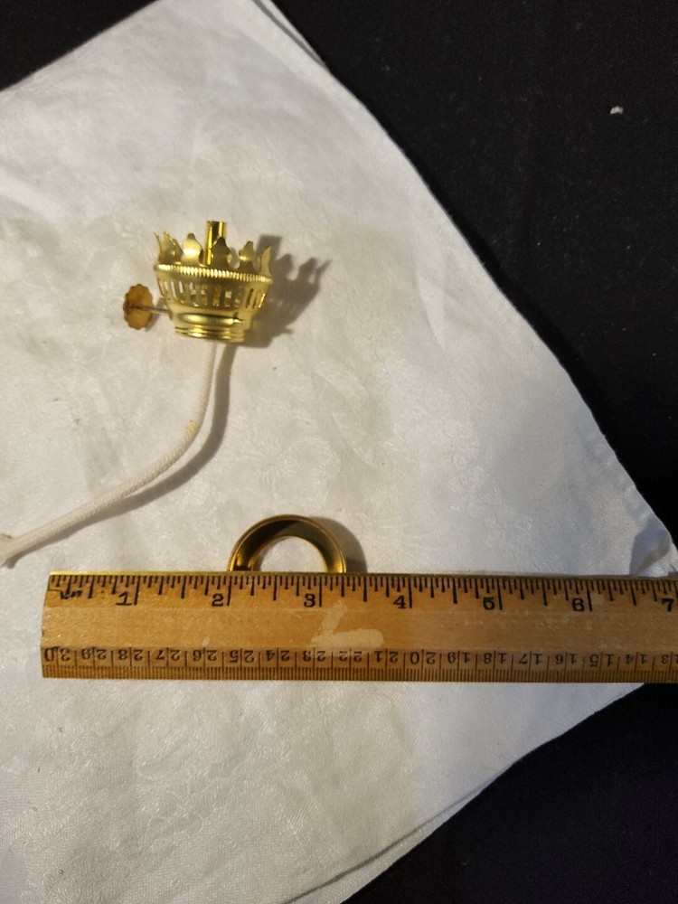 NOS Solid Brass Miniature Burner Screw on Collar With New Round Wick