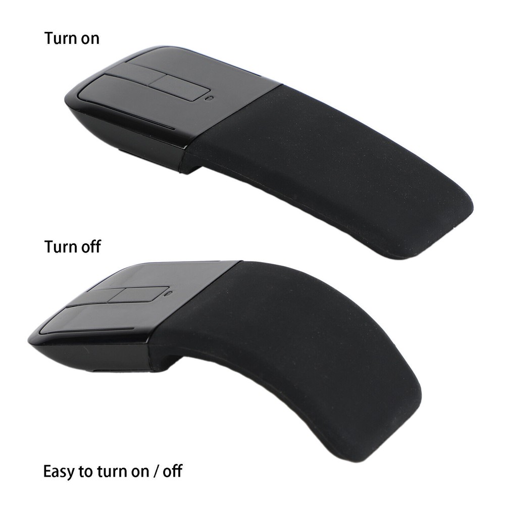 2.4GHz Foldable Arc Touch Wireless Mouse Optical Mice With USB Receiver Black