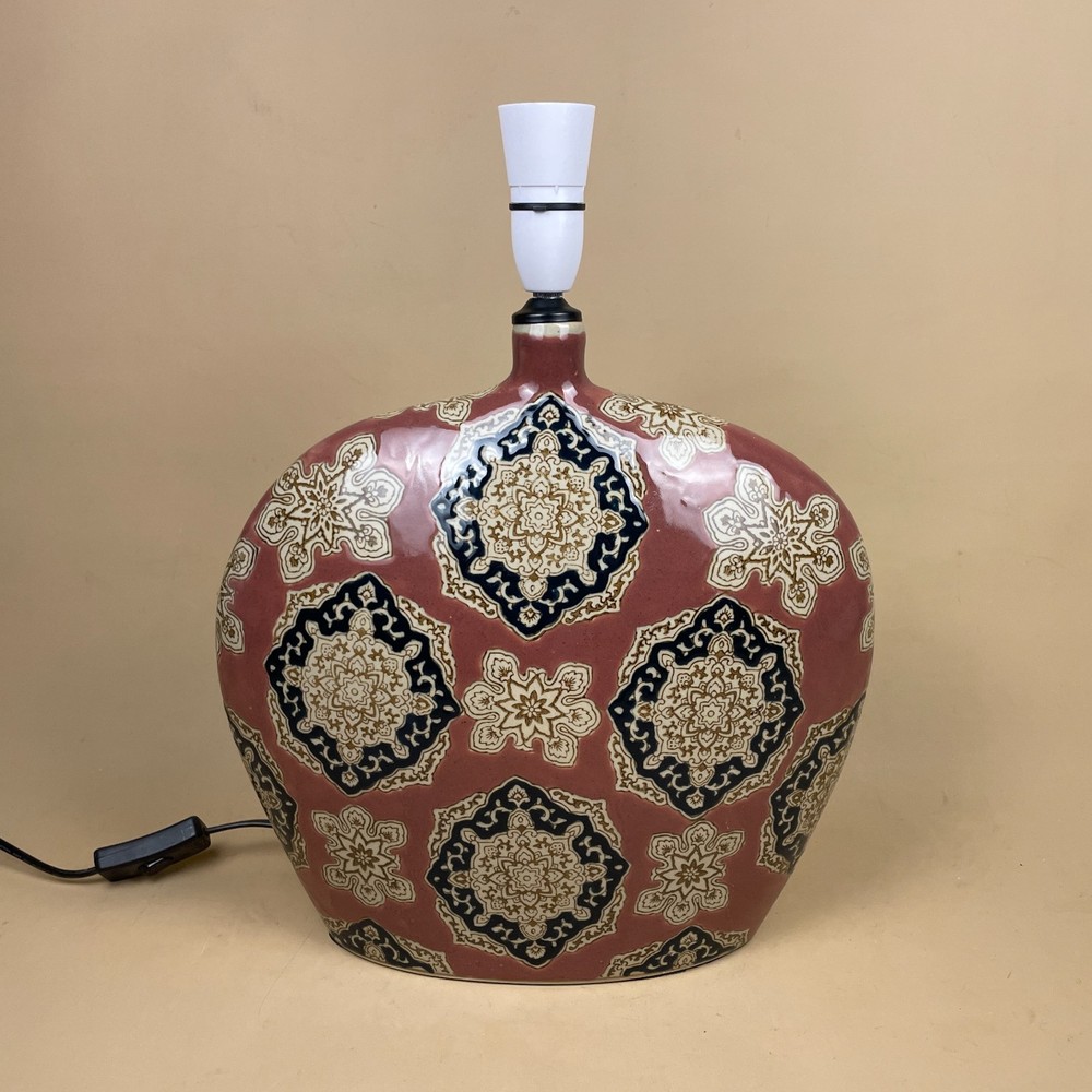 Hand Painted Ceramic Lamp Light Bedside Table Pattern Large Statement Patterned