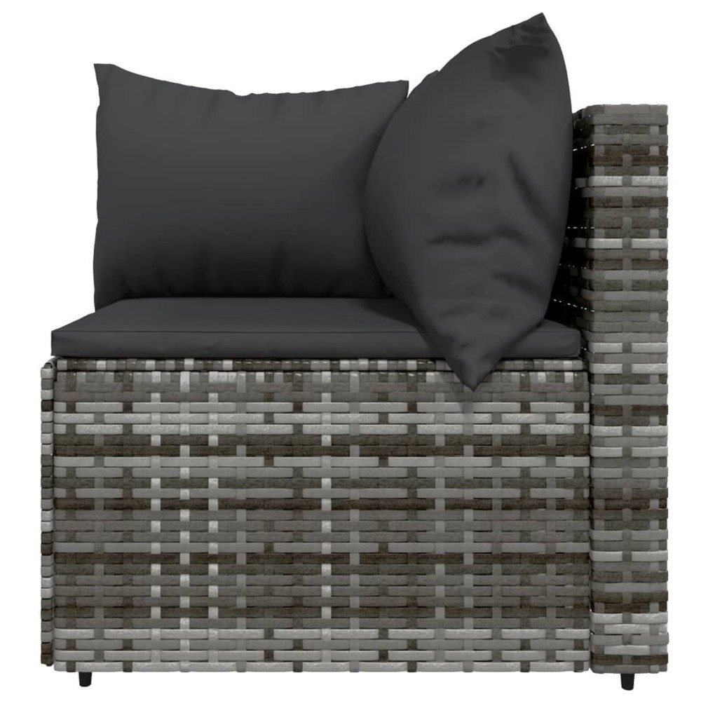 Patio Lounge Set Grey Poly Rattan Medium Adjustable Feet