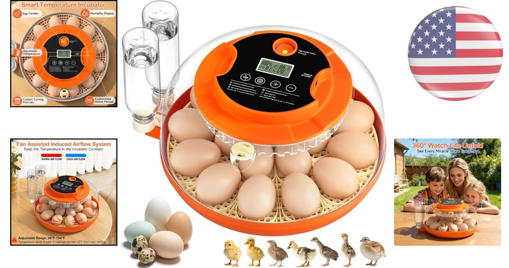 18 Egg Capacity Automatic Incubator with Humidity Control for Optimal Hatching