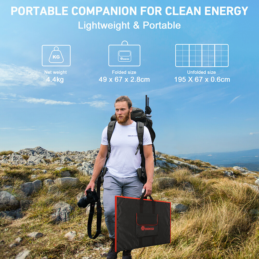 Dokio Portable 200W Solar Panel Kit Foldable Flexible for RV Camping Off Grid