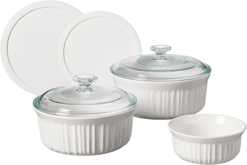 Versatile 7-Piece Ceramic Bakeware Set - French White