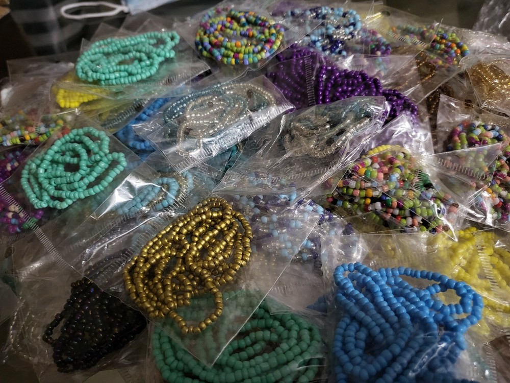 Multi-colored stretchy elastic waist beads, one size, 8pcs