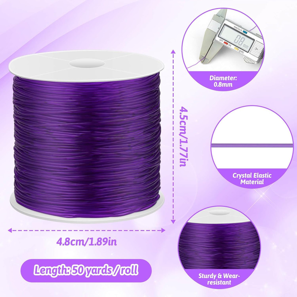 12 Rolls Elastic Crystal Tec String for Bracelets, 0.8 MM Stretch Bead...