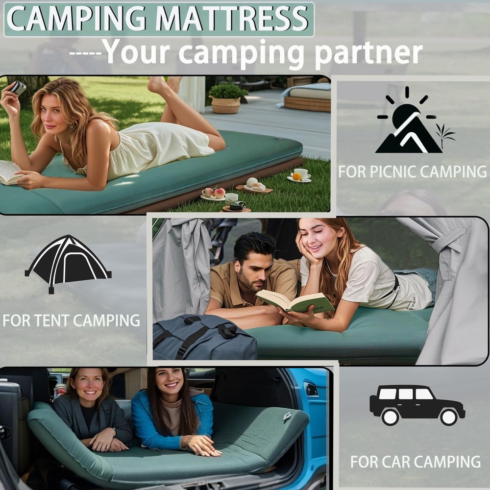 Self Inflating Sleeping Pad: Sleeping Pad with Pump 3.14" Ultra-Thick Memory ...