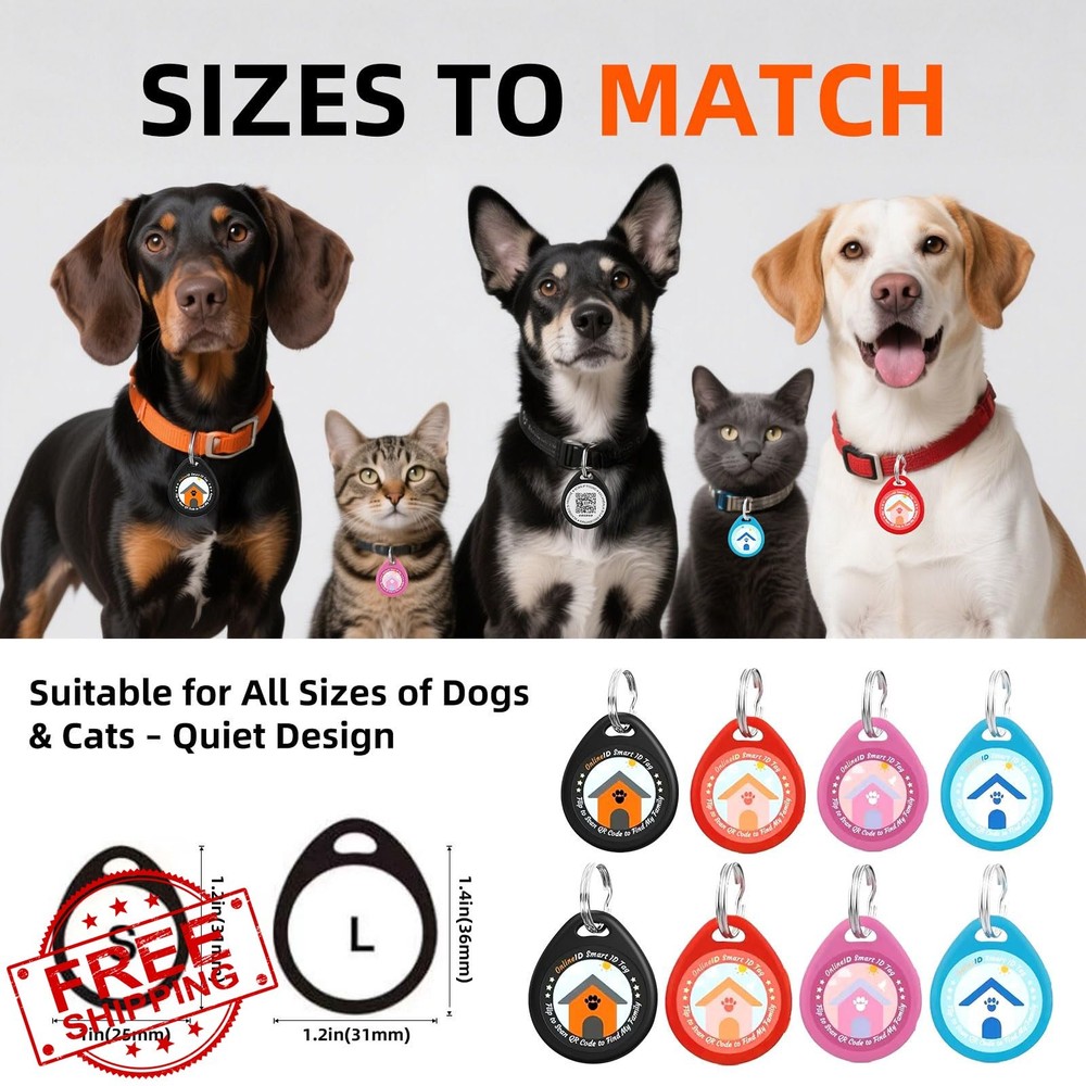 1 Pack QR Code Pet ID Tags Editable Name Phone Pink Small