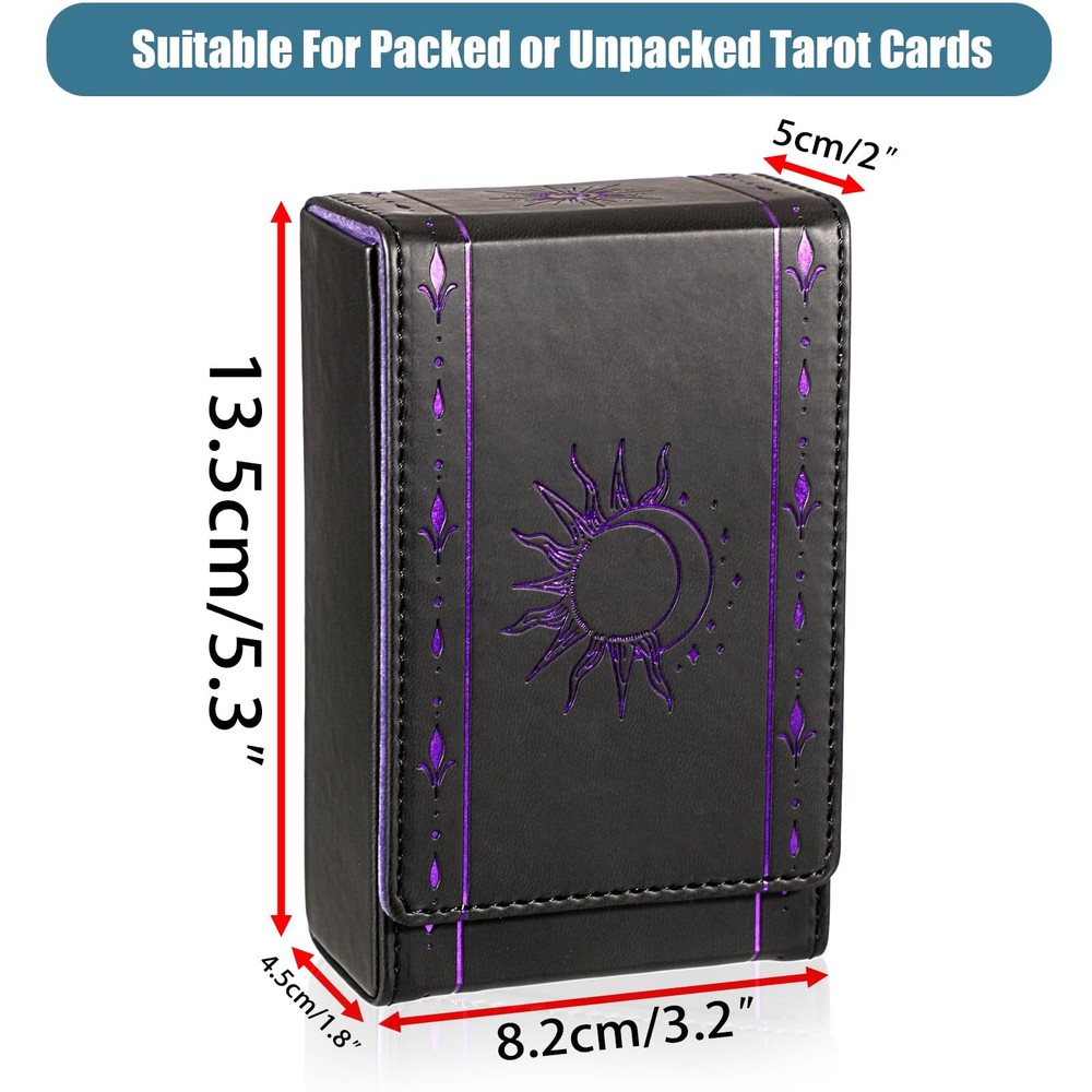 PU Leather Tarot Card Protective Case, Sun Moon Pattern Design Tarot Deck Sto...