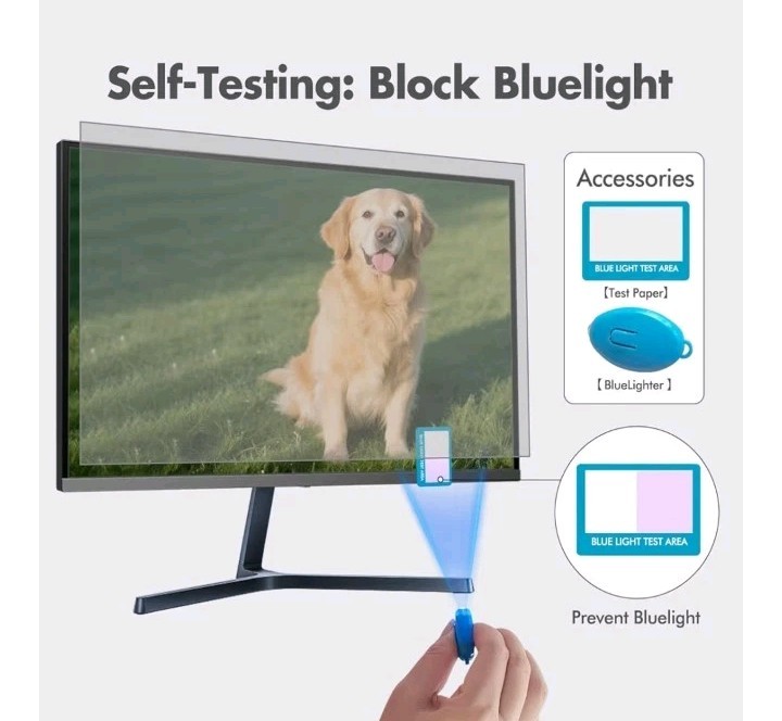 32" Blue Light Blocking Screen Protector 16:9 Computer Monitors Removable...