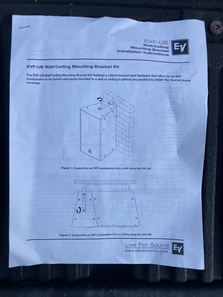 Electro-Vioce EVF Speaker Wall/Ceiling U Bracket.