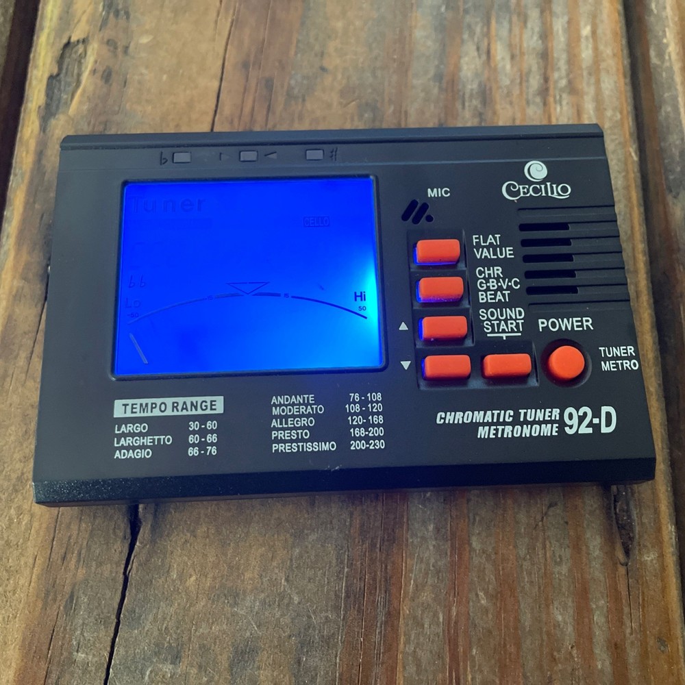 Cecilio 92-D Chromatic String Tuner + Metronome LCD Display