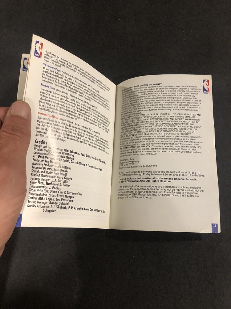Nba Showdown snes Manual Only