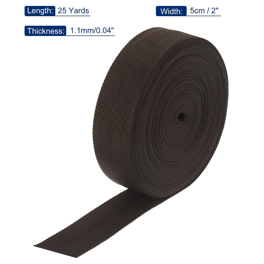 Lightweight Polypropylene Webbing Strap 2" 25 Yard Band Coffee