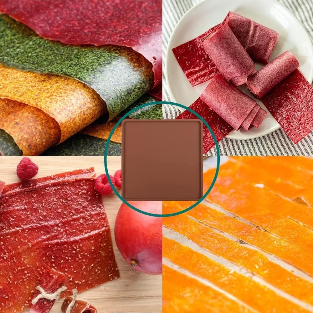 4 PCS Extra Thick Silicone Dehydrator Sheets With Edge - Fruit Vegetables Leathe