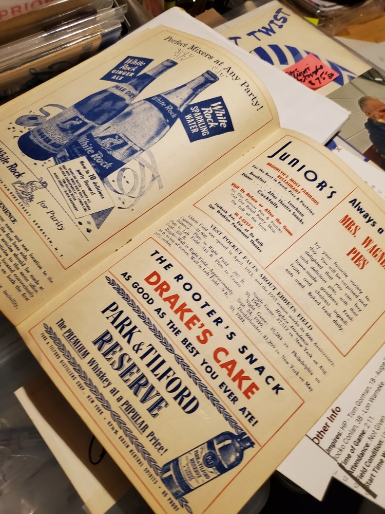 1953 Brooklyn Dodgers Program Jackie Robinson Base Hit Rare Vintage