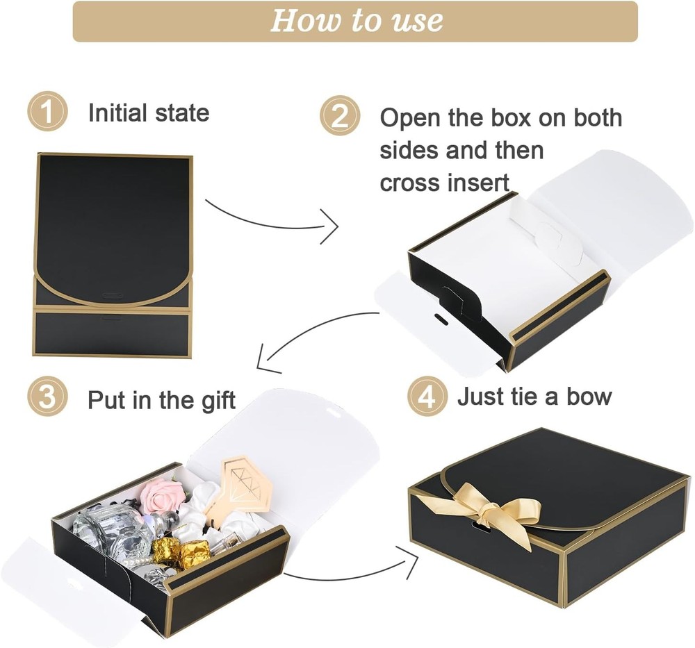 10Pack Small Gift Boxes, 6.5''x6.5''x2'' Black 6.5" x x 2",