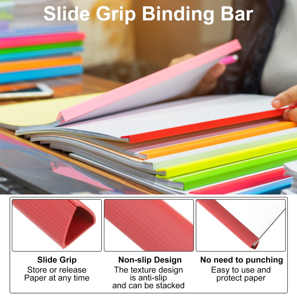 30Pcs 13x15mm Binding Bars, 120 Sheets Capacity, Red