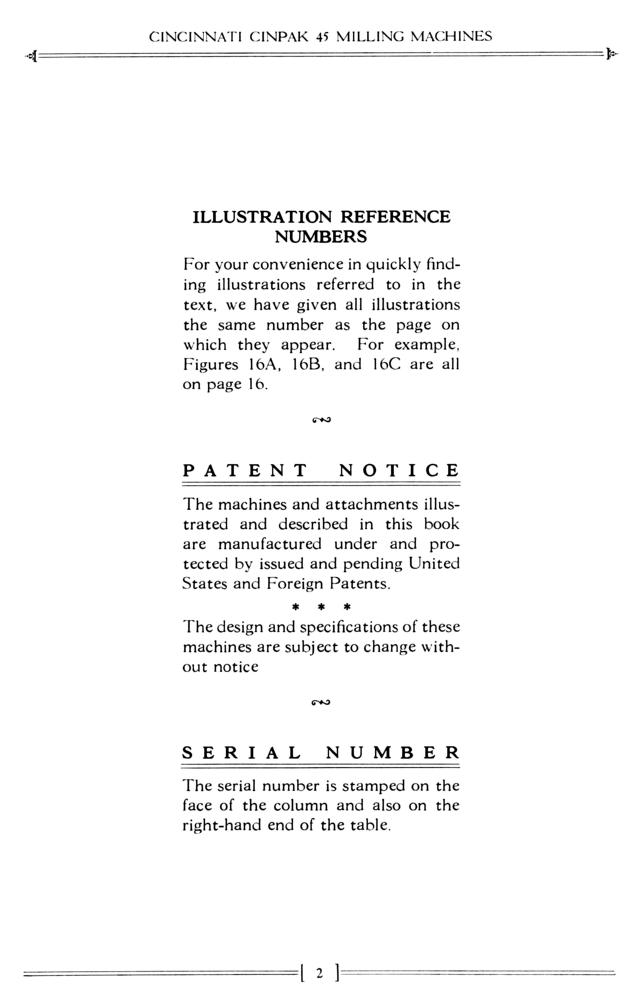 Cincinnati CINPAK 45 Horizontal Milling Machine Operator Instruction Manual 1428