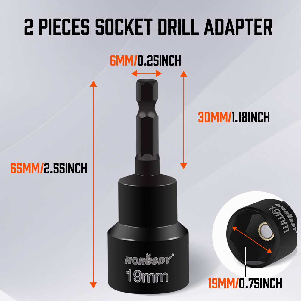 2-Pcs 3/4" Hex Bit Scissor Jack Attachment RV Camper Trailer Cargo Drill Socket