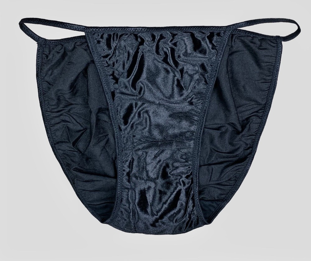 Second Skin Satin String Bikini Black L