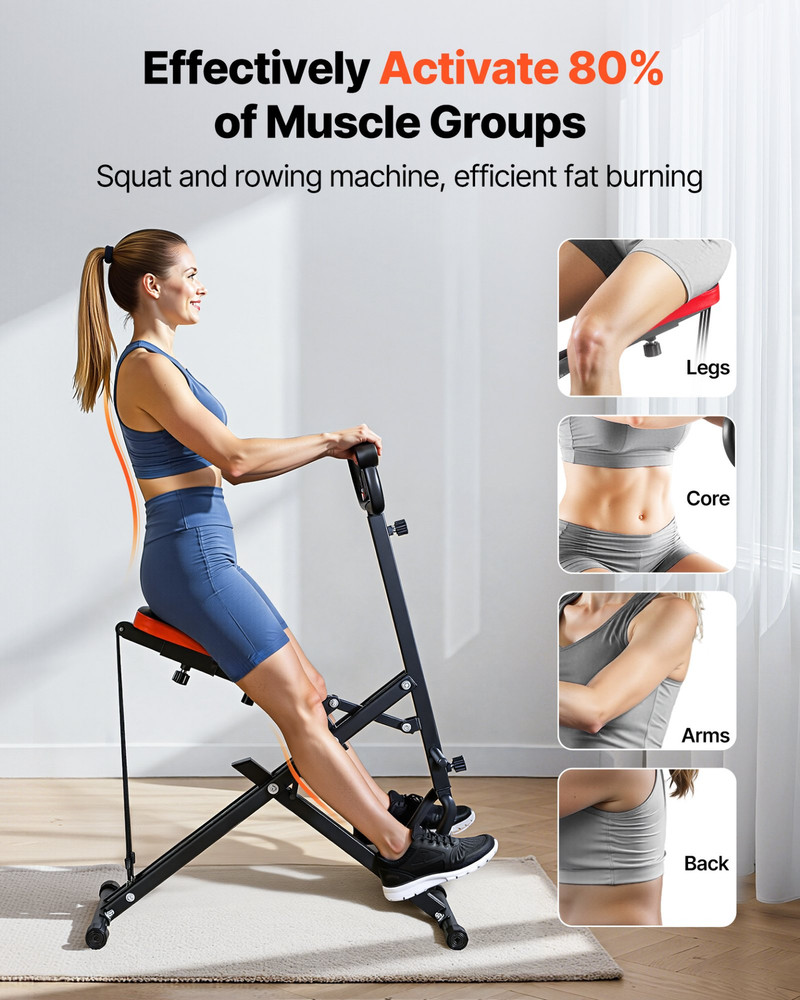 Deep Squat Machine Glute Trainer Rowing Exercise Equipment Foldable Home Gym