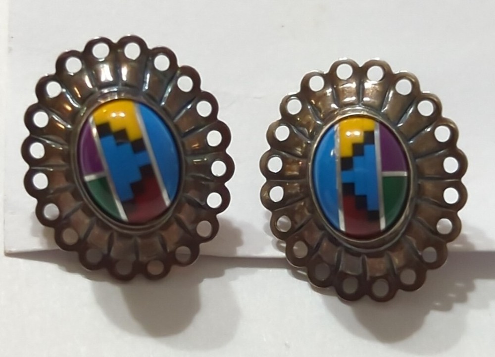 Southwestern Sterling Multi Stone Earrings