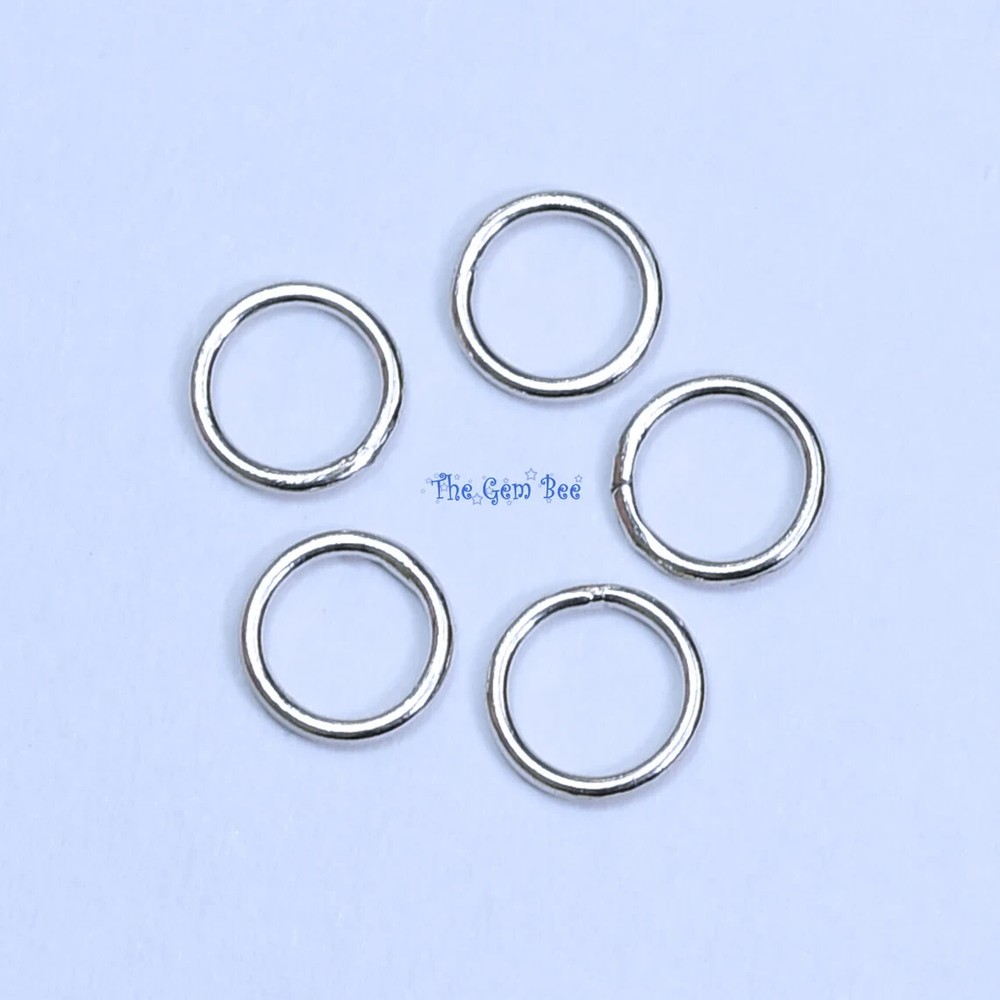 5MM 14K Solid White Gold Round CLOSED Jump Ring Finding Quantity: 5