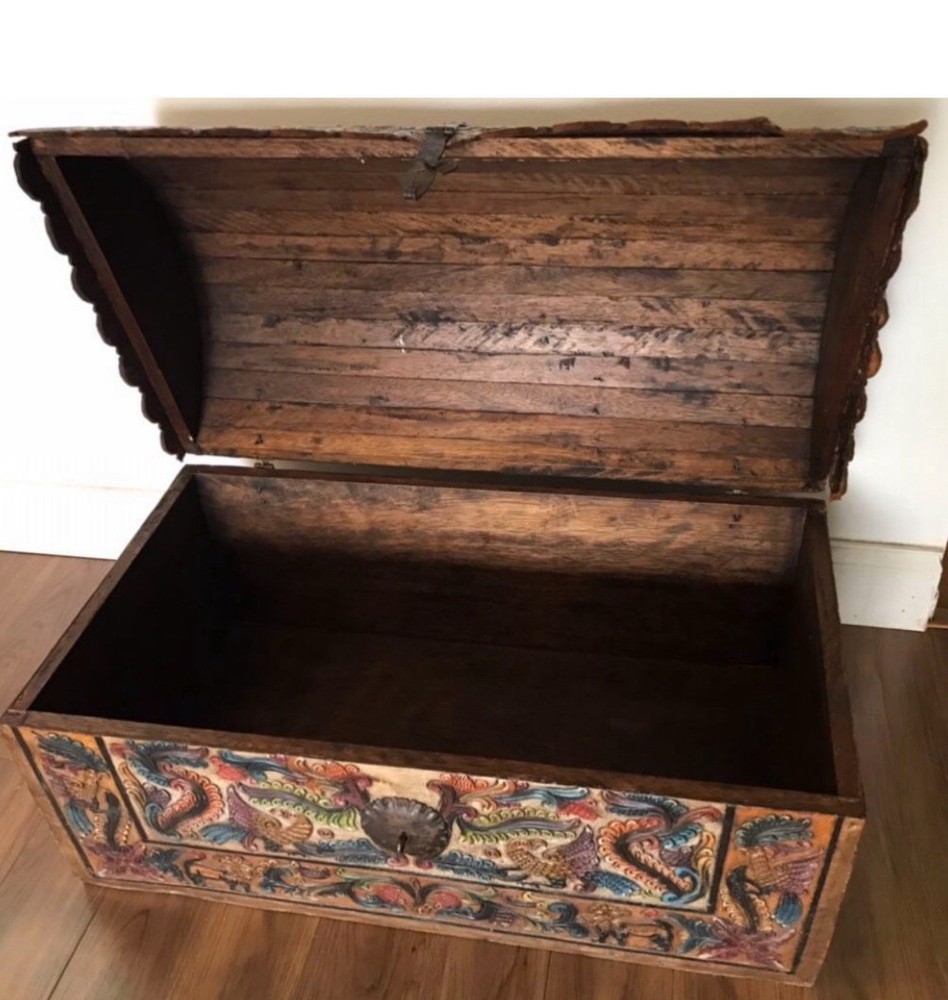 A Spanish Colonial Tooled Leather Trunk