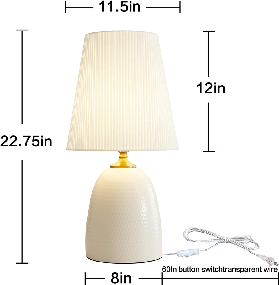 Modern Textured Ceramic Table Lamps 22.75In, White Table Lamp Decor