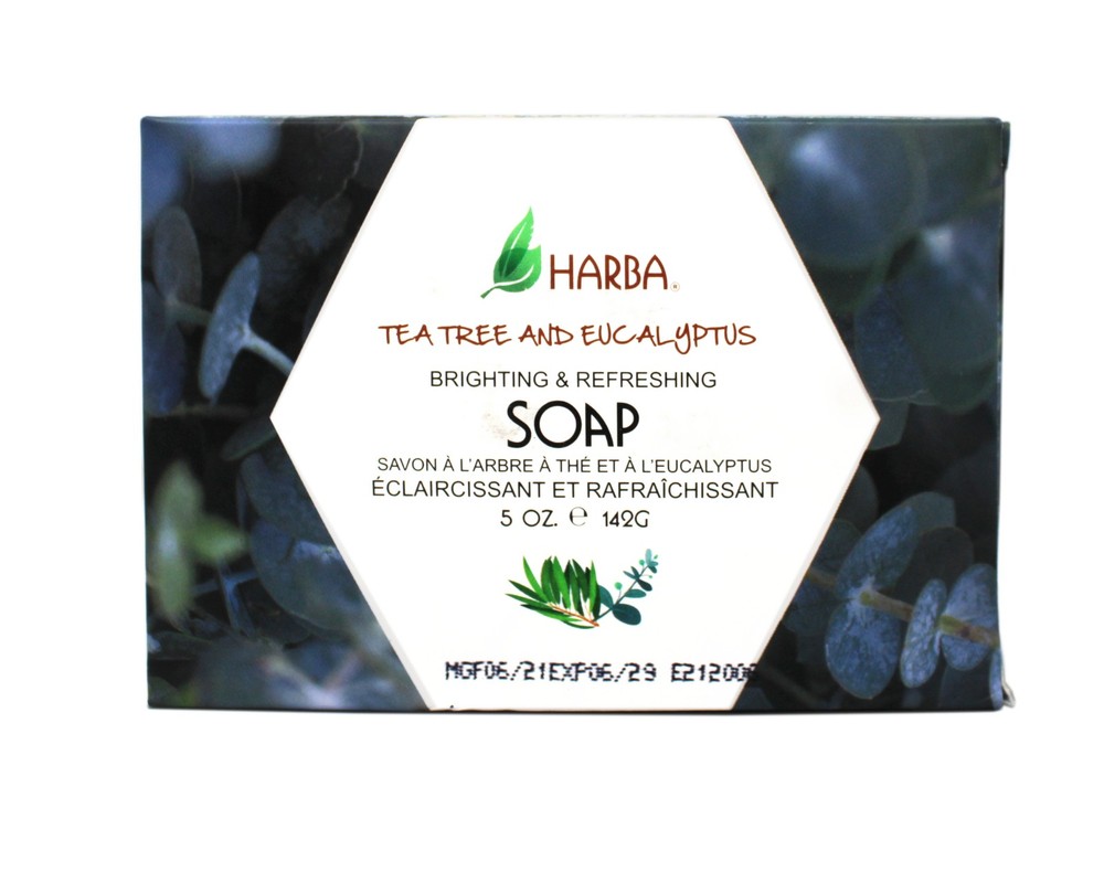 Harba Bath Soap, Brightening & Refreshing, Tee Tree & Eucalyptus, 5 OZ - 3 Pack