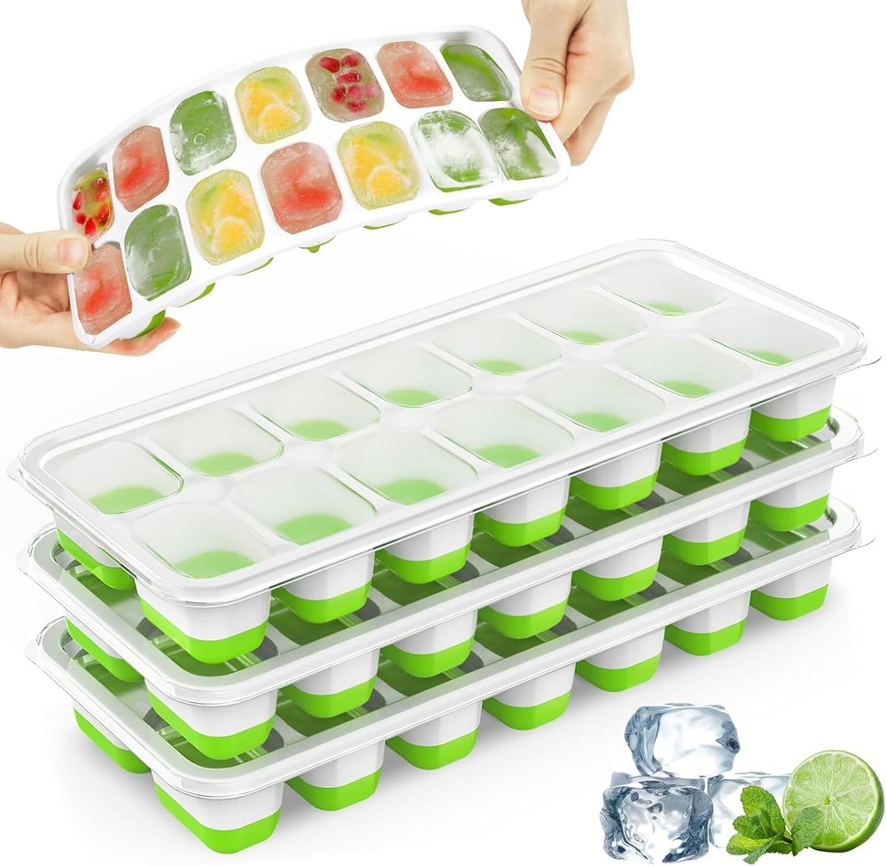 Ice Cube Trays, 4 Pack Durable Stackable Ice Trays for Freezer