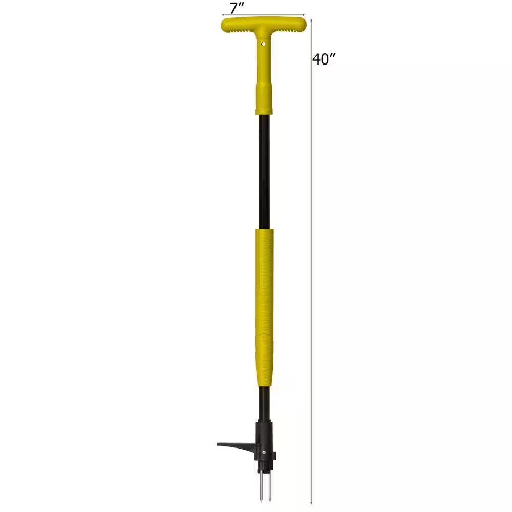 40 In. Weeder 4 Claw Stand-Up Weed Puller Tool with Long Handle Durable Steel He