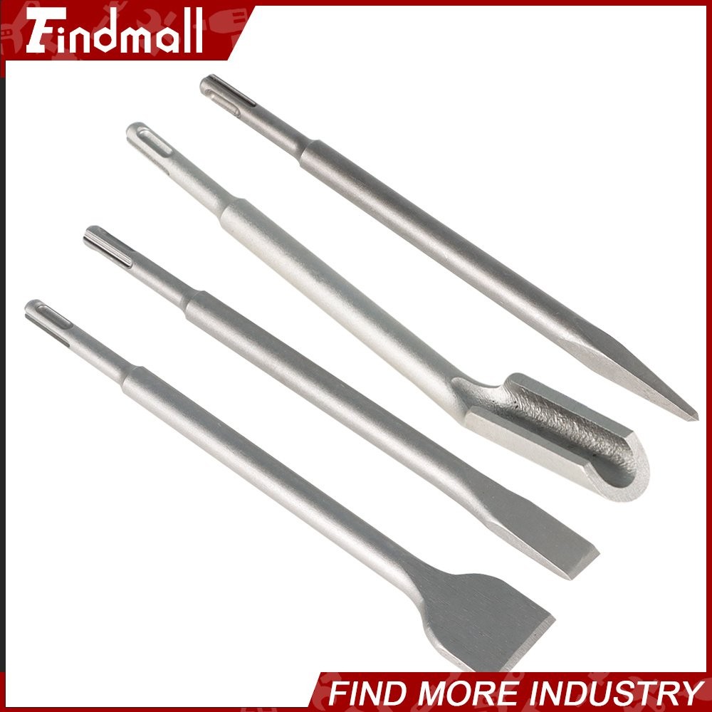 Findmall 4 Pack SDS Plus Chisel Bits -Flat Chisel Grooving Chisel & Point Chisel