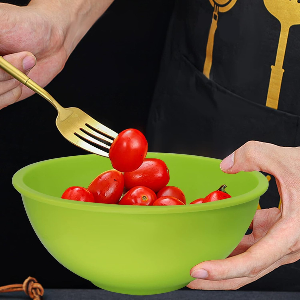 6 Pack Mixing Bowl Set Plastic Nesting Bowls for Baking Cooking Serving Red