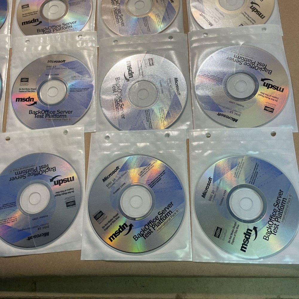 Microsoft MSDN Back Office Server Test Platform Discs 1-20 -Oct. 1999 Int’l Pack