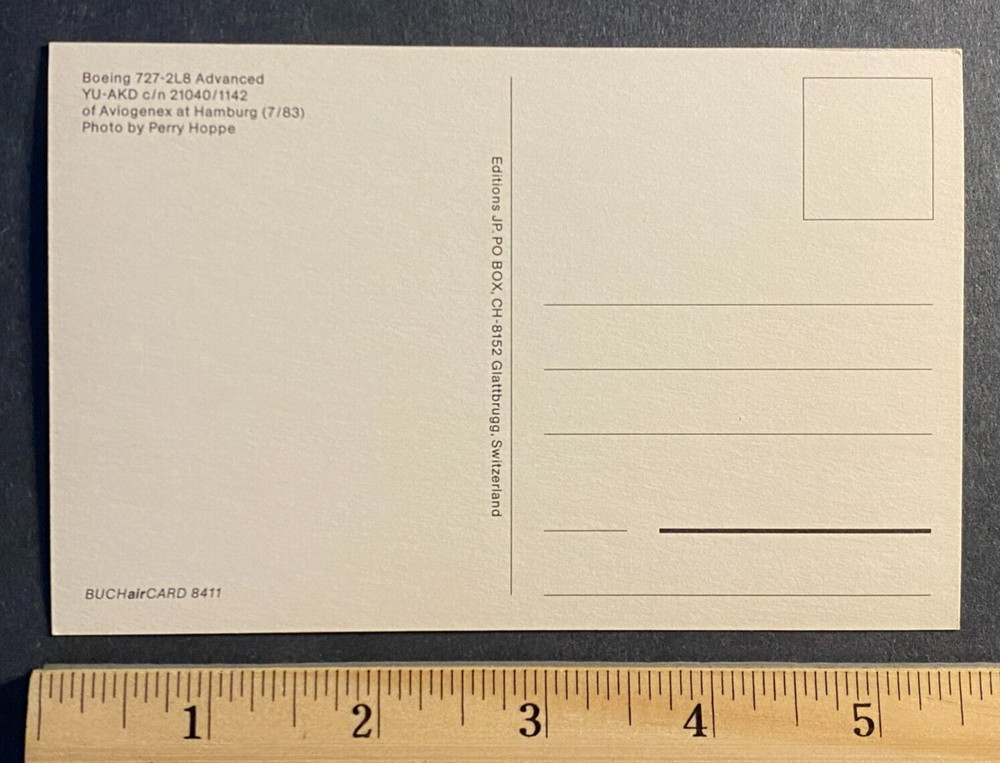 Aviogenex Boeing 727-2L8 Aircraft Postcard