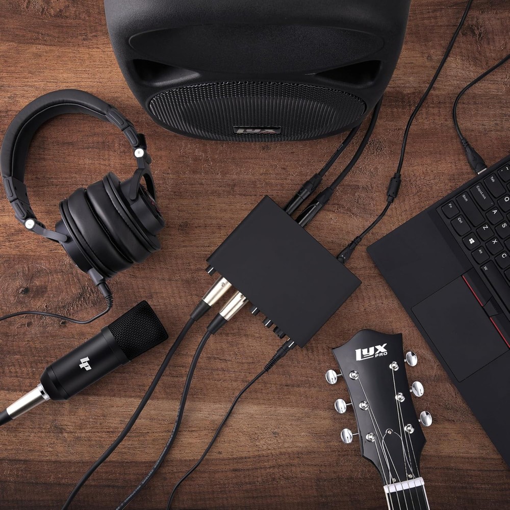 LyxJam 2x2 Recording USB Audio Interface W/ ASIO Driver & Studio Software Bundle
