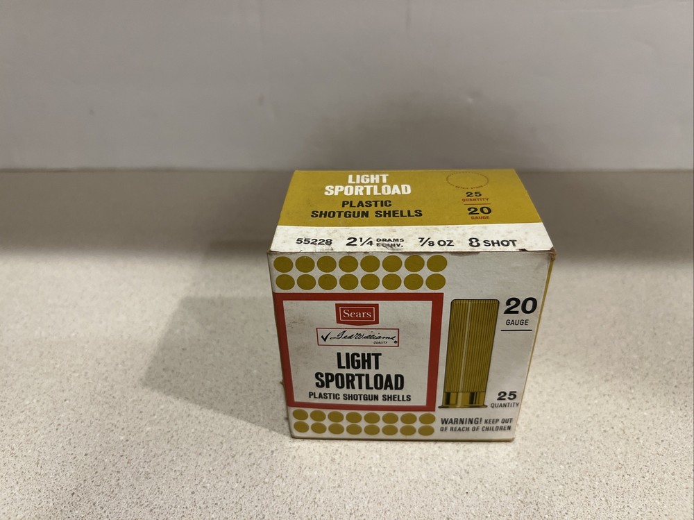 SEARS. TED WILLIAMS, 20 GAUGE Light Sport LOAD SHELL BOX Empty