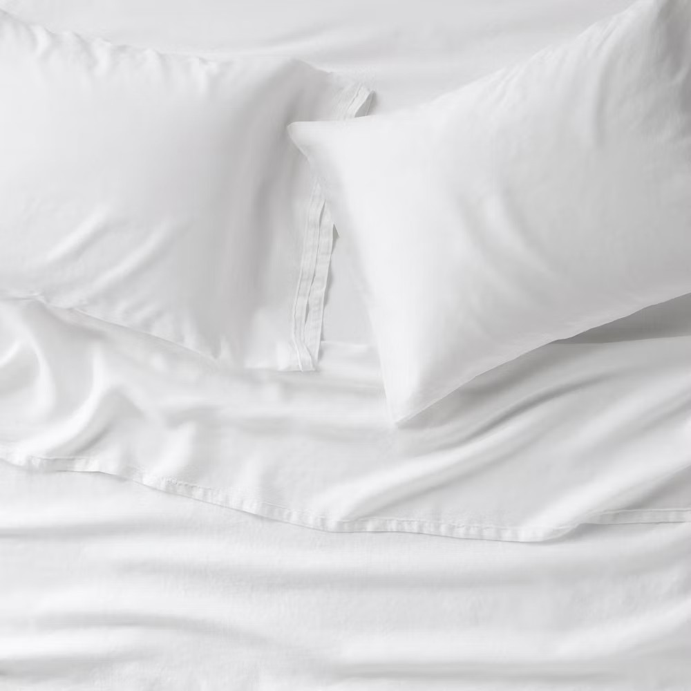 King 100% Linen Pillowcases White - Casaluna
