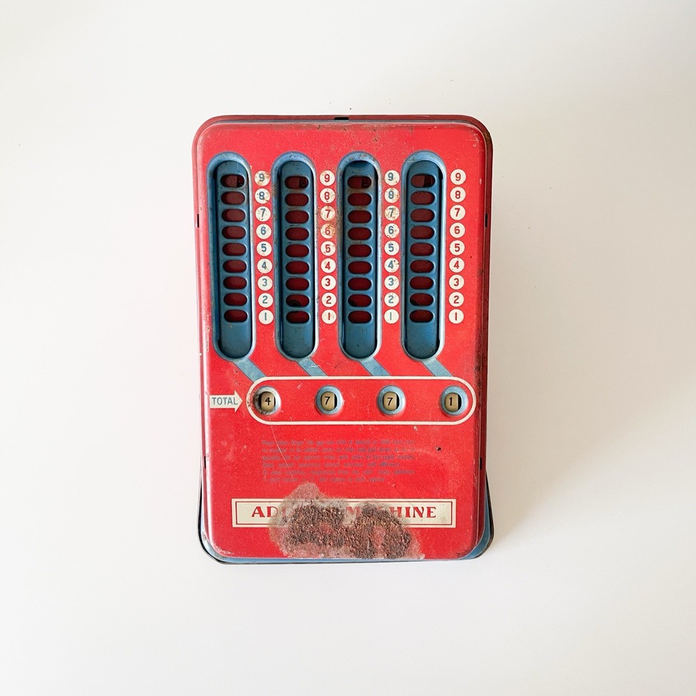 Vintage 1950s Wolverine Adding Machine Hand Pull Dial Metal Calculator