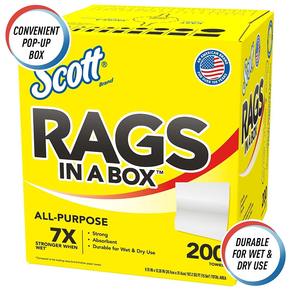 Scott Multi-Purpose Rags In-A-Box, White, 8 Boxes (KCC 75260CT)