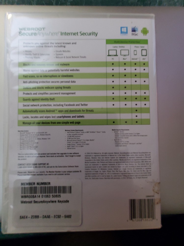 $49.99 SEALED Webroot Internet Security PC Mac Mobile Android & iOS