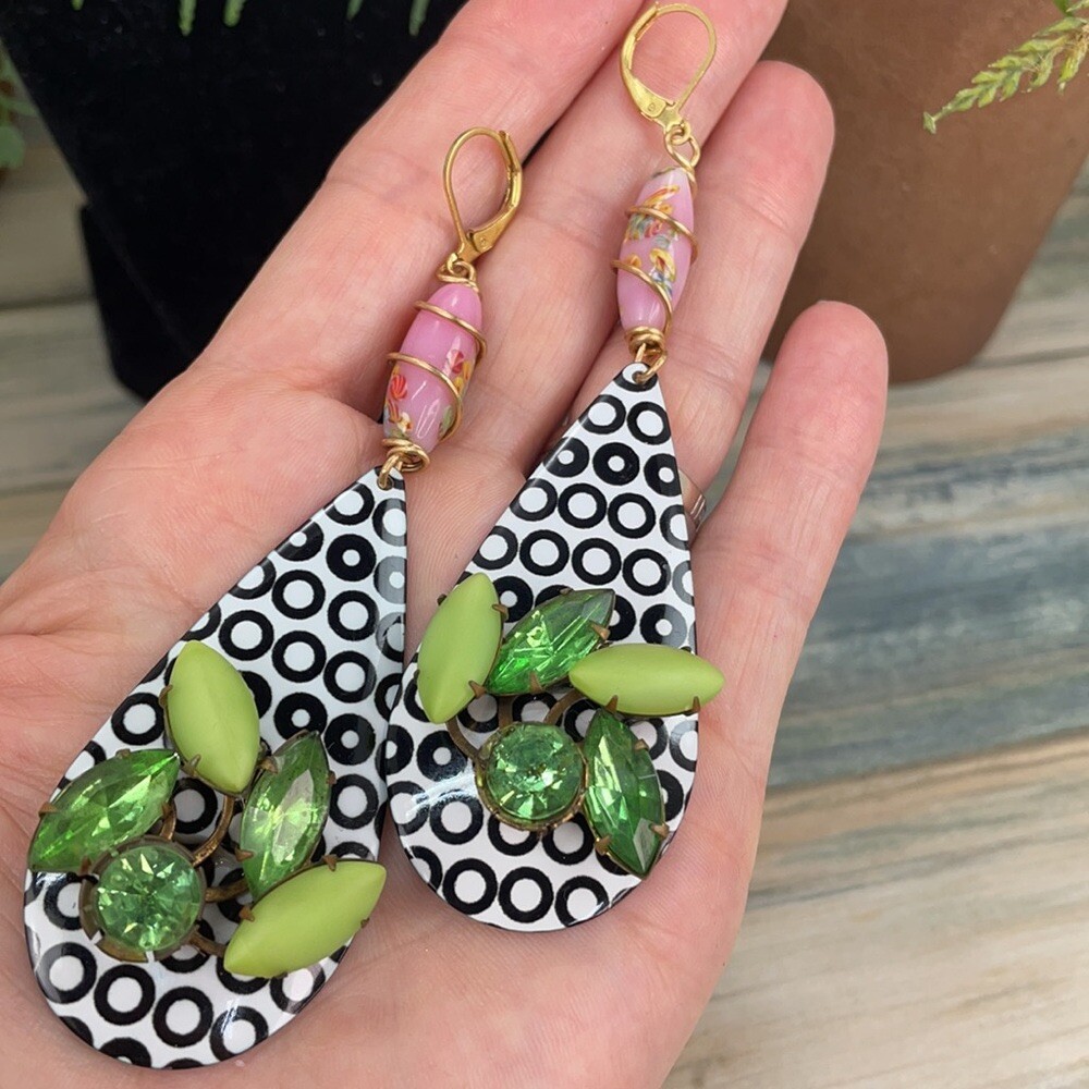 Adorned Crown Artisan mod Pop statement earrings