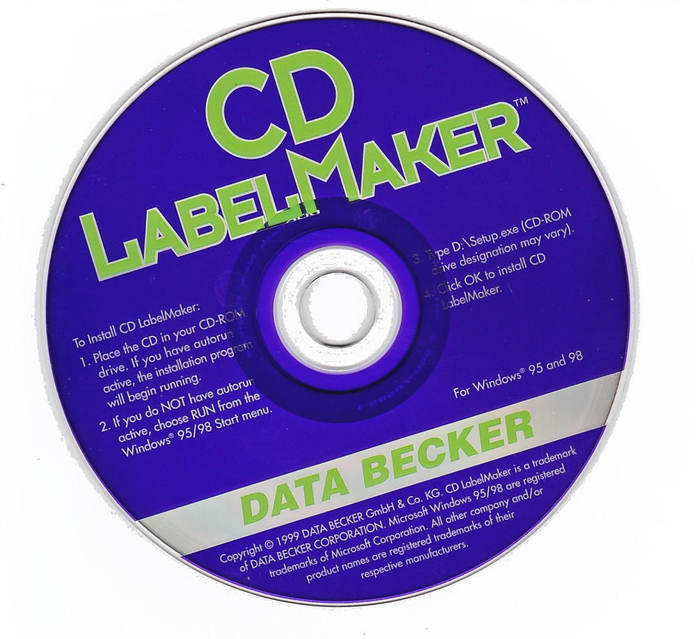 DATA BECKER CD LABEL MAKER OPEN BOX WITH MANUAL WINDOWS 95/98