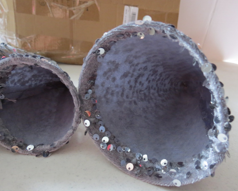 Blue Gray 8pc Sequence Table Decor Christmas Cone Trees